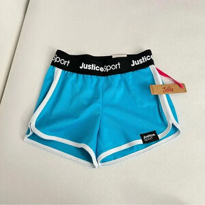 Justice Girls Core Solid Mesh Shorts Blue/Black Elastic Waist size Small (7/8)